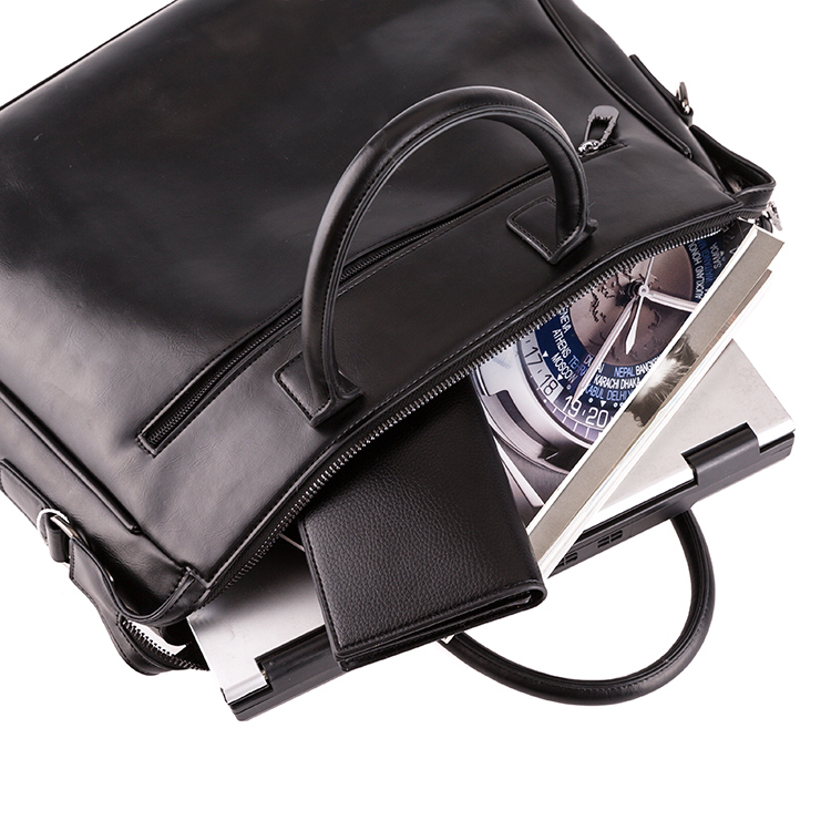 Classic Mens PU Business Laptop Tote Briefcase Bag