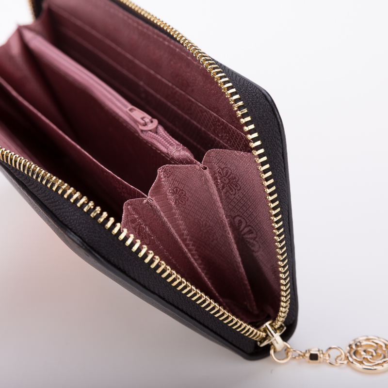 Genuine Leather Floral Women Long Organizer Wallet 