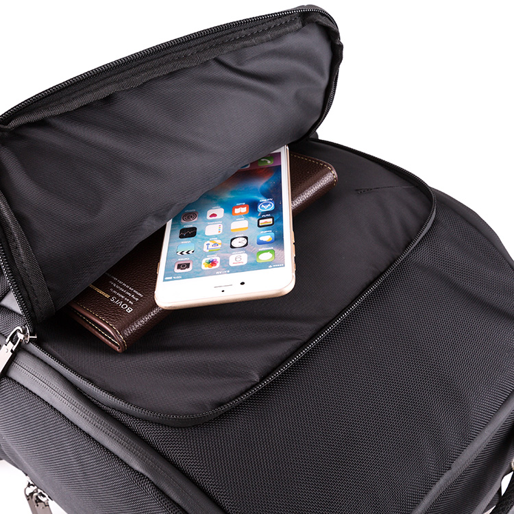 Mens Big Space PU Polyester Black Computer Backpack 