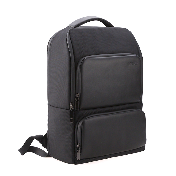 Mens Big Space PU Polyester Black Computer Backpack 