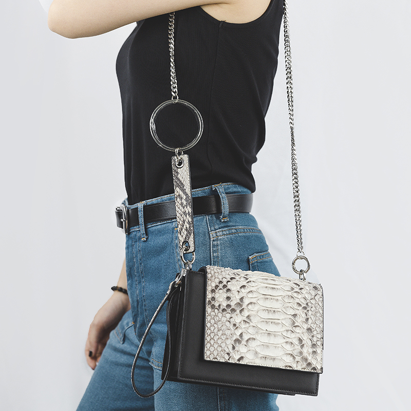 Luxury Animal Python Leather Crossbody Handbag For Women
