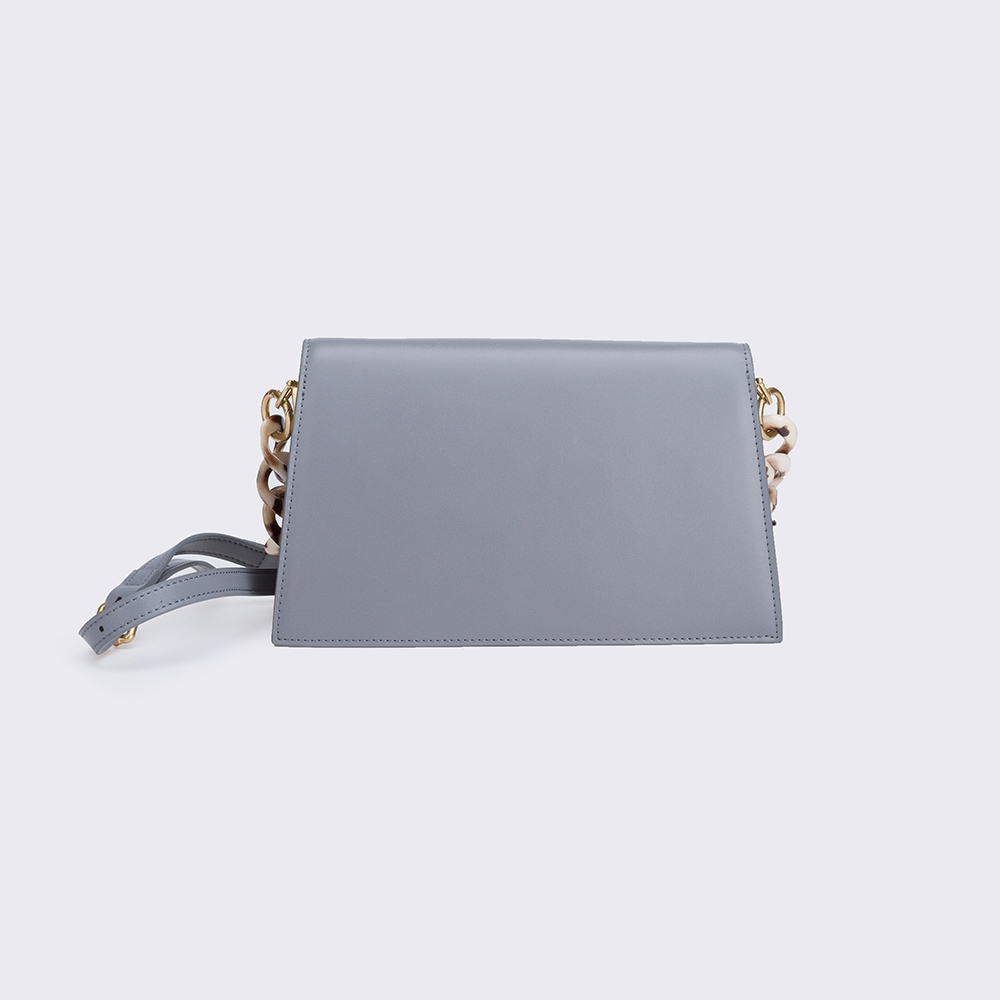 High quality leather handbag with acrylic chain