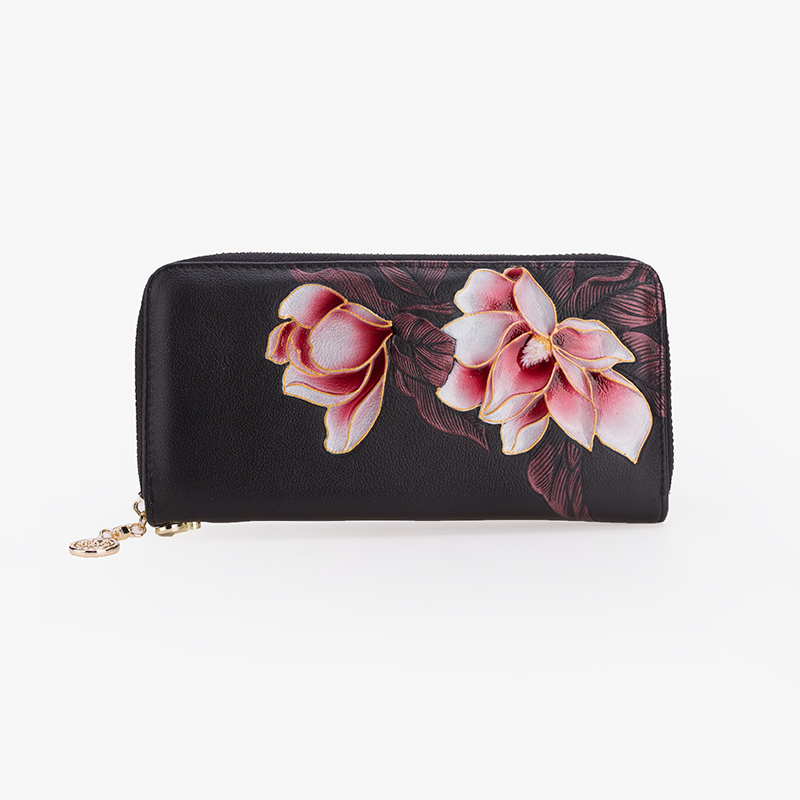 Real Leather Black Women Wallet Credit Card Holder Purse