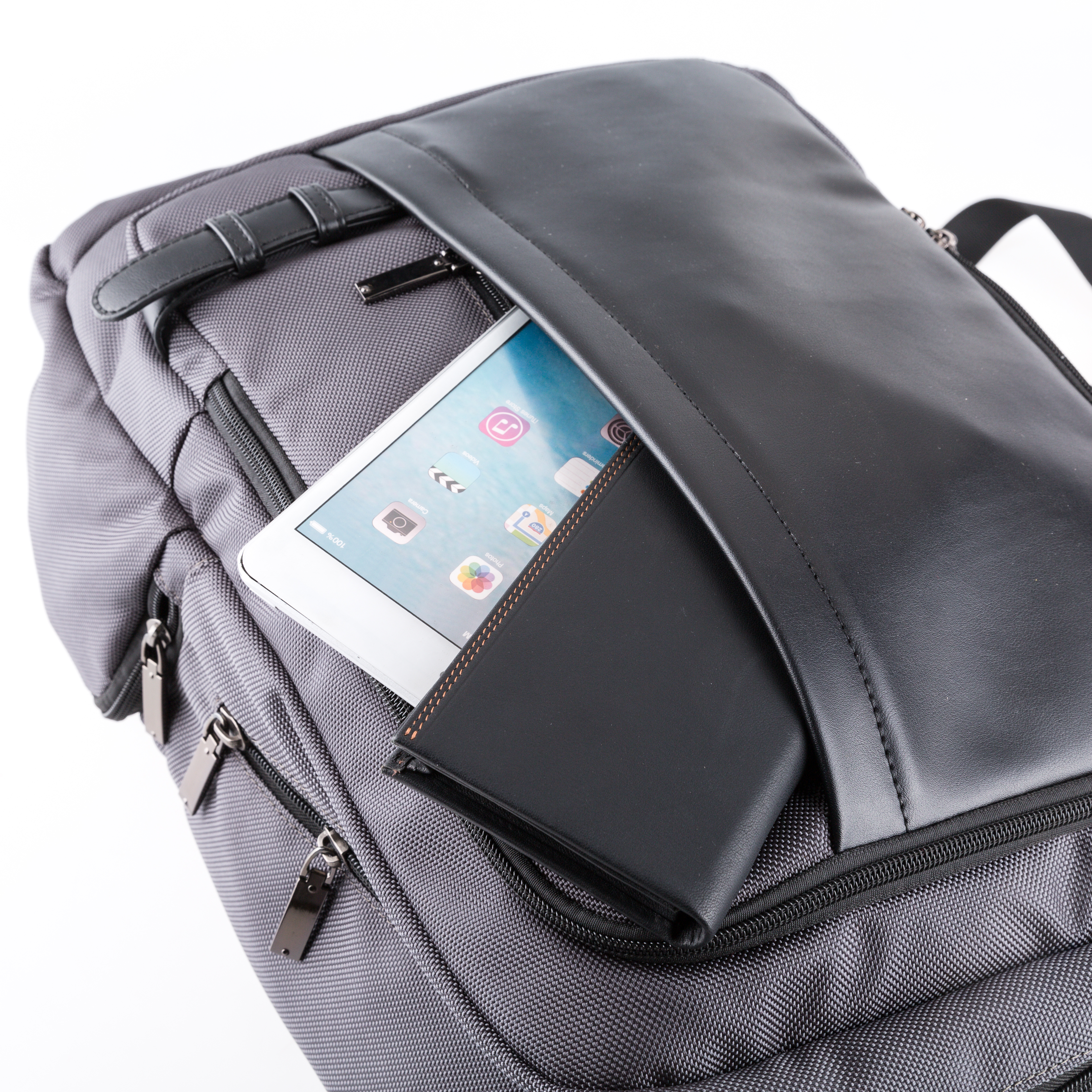 PU Combined Polyester Fashion Travel Laptop Bag Backpack