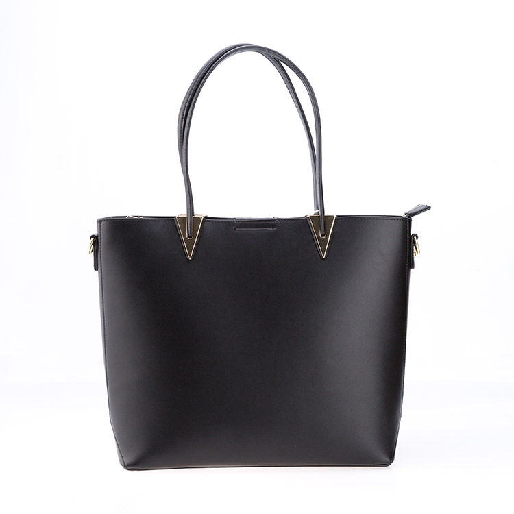 Black Travel PU Tote Handbag for Office Lady