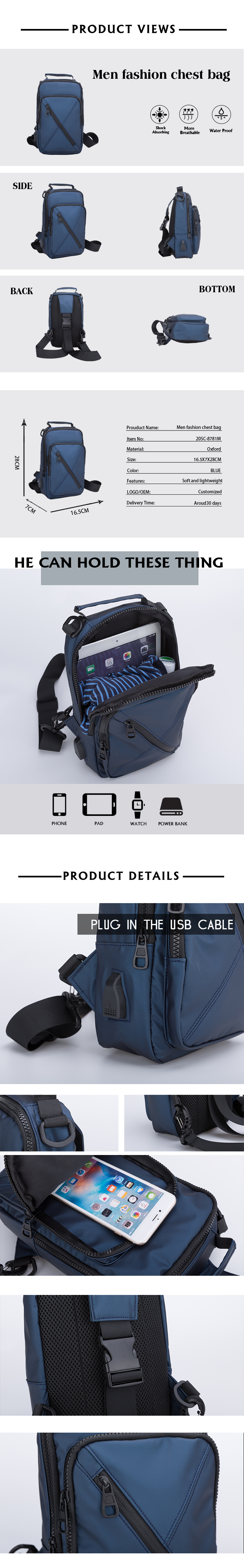 Lightweight Mens Crossbody USB charger Travel Messenger Bag Buy