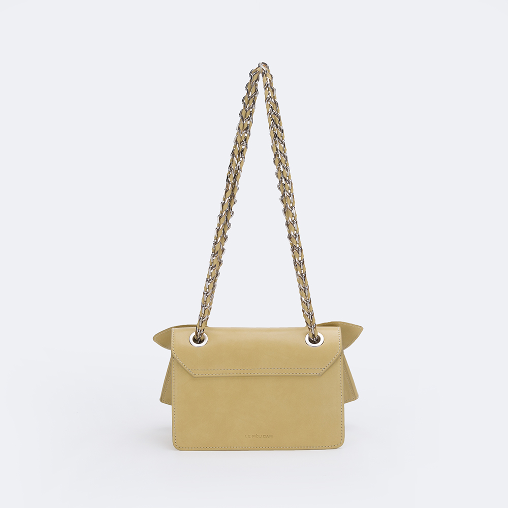 Ginger Color Crossbody Handbag With Metal Chain